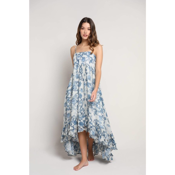 Blue Floral Maxi Dress - Picture 1 of 10